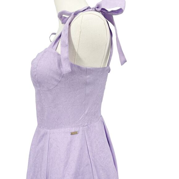 Armani Exchange Flared dress with satin jacquard bows Violet Sky Size 4 A|X - Picture 8 of 12
